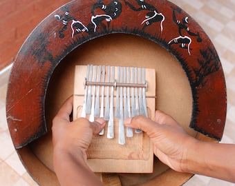 Kalimba Daumen Klavier, Mbira 15 Schlüssel Simbabwe Kunst bemalt Holz Kalimba, Mbira, Afrikanischer Stil Mbira, Finger Klavier