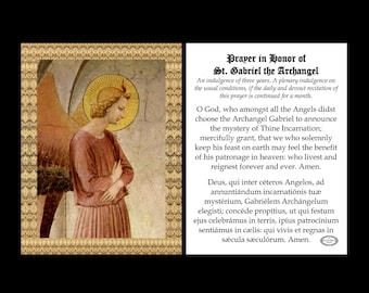 St. Gabriel the Archangel Fra Angelico Annunciation Incarnatinon English and Latin Small Prayer Holy Card