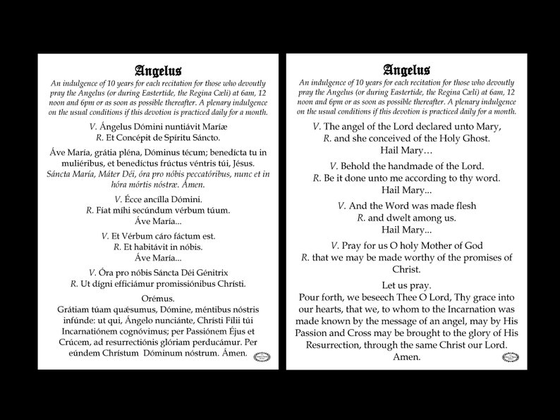 Angelus Prayer Card Printable