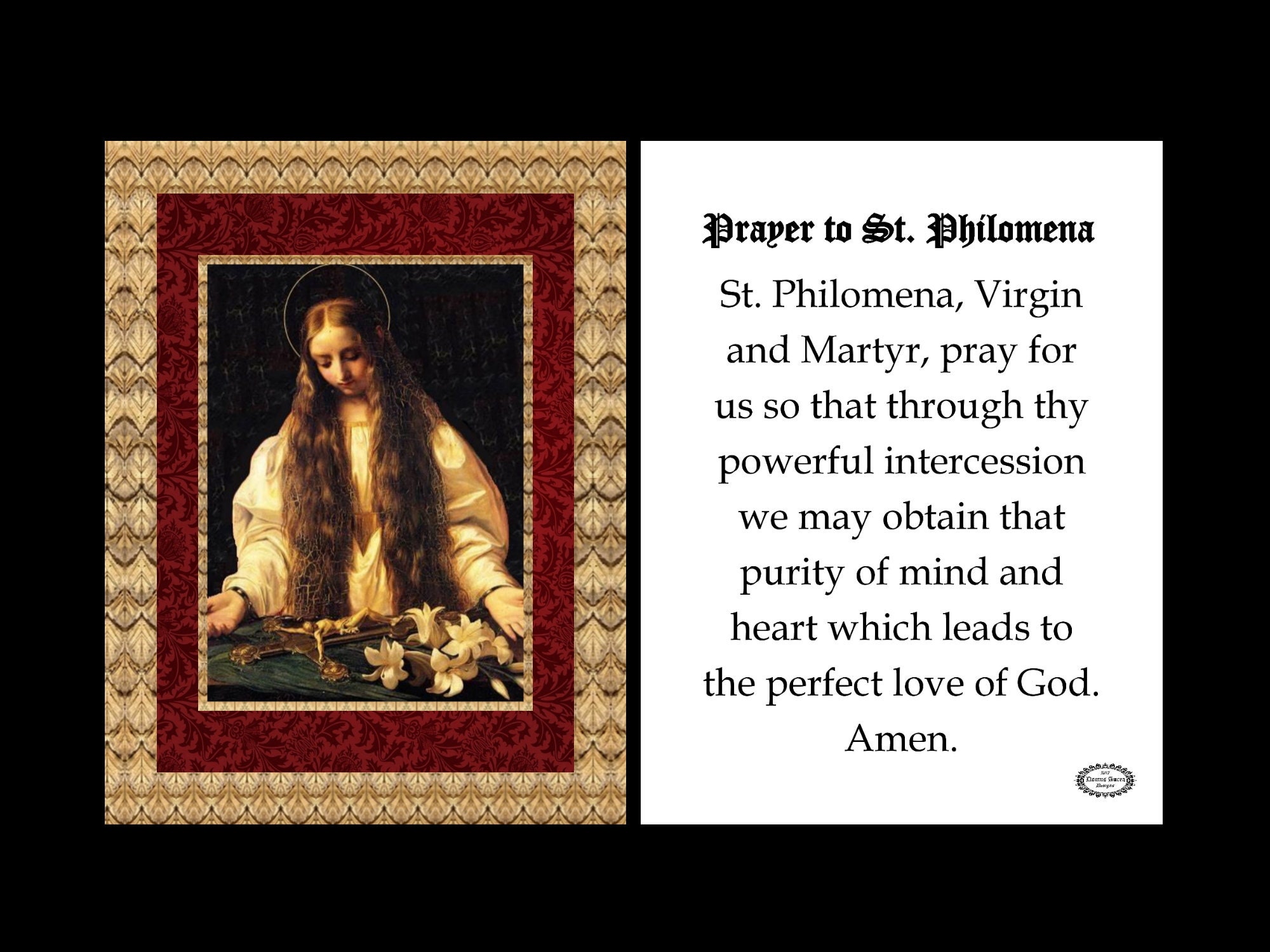 St. Philomena Small Prayer Holy Card Etsy