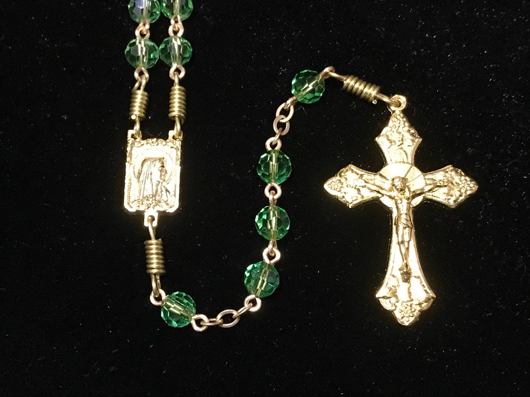 Collier Vintage Scooter Paris – Perles De Verre Vert Péridot, étain, Longueur 34-39 Cm, Occasion