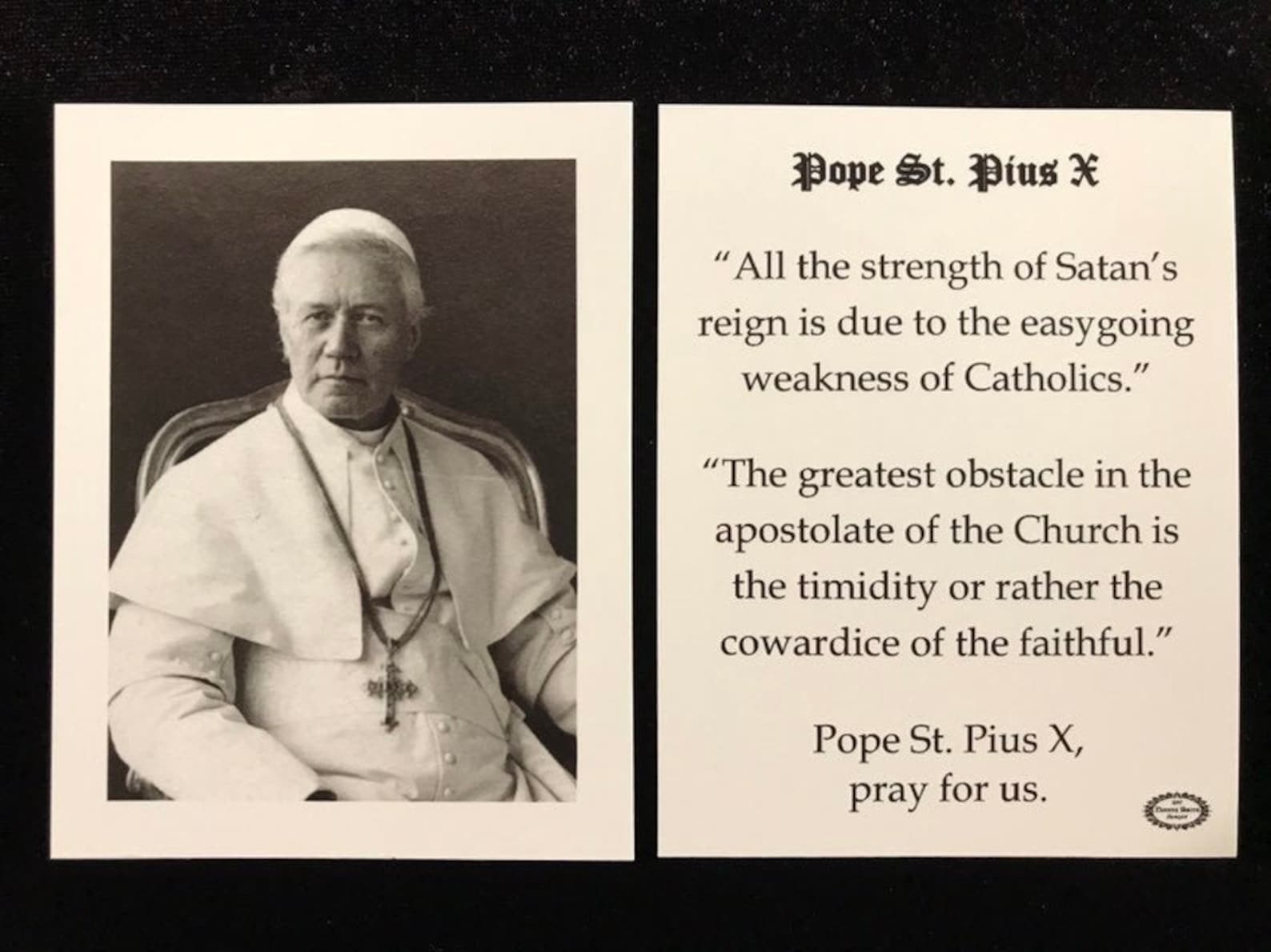Saint St. Pius X Tenth Small Prayer Holy Card Etsy