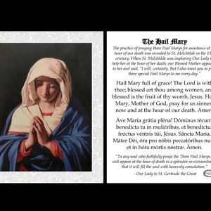 Our Lady Mother of God Hail Mary Áve María English Latin Small Prayer Holy Card