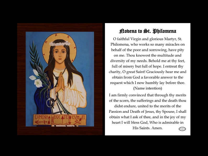 St. Philomena Novena Small Prayer Holy Card Etsy
