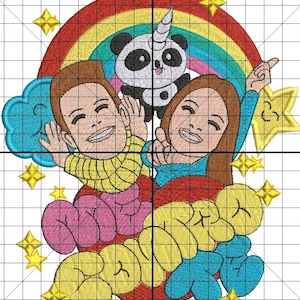 Embroidery like Him and Sofi me against te medium