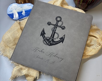 Personalized Leatherette 3-Ring Binder: Engraved Guest Book, Planner