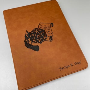 DnD Portfolio, Zippered Leatherette . Portfolio with Note pad,9.5"x12" Gaming Book, Personalized Dungeons and Dragons Portfolio