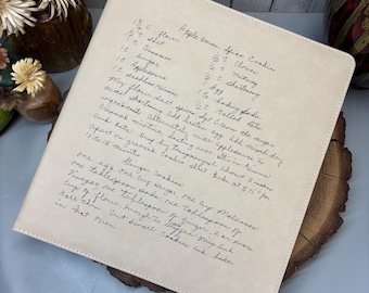 Handwritten Recipe Binder: Engraved Leatherette 3-Ring Cookbook