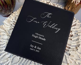 Personalized Wedding Officiant Binder: Engraved Faux Leather 3-Ring Binder