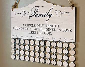 Birthday Calendar - Family Birthdays & Anniversaries - Wall Art - Inspirational Decor