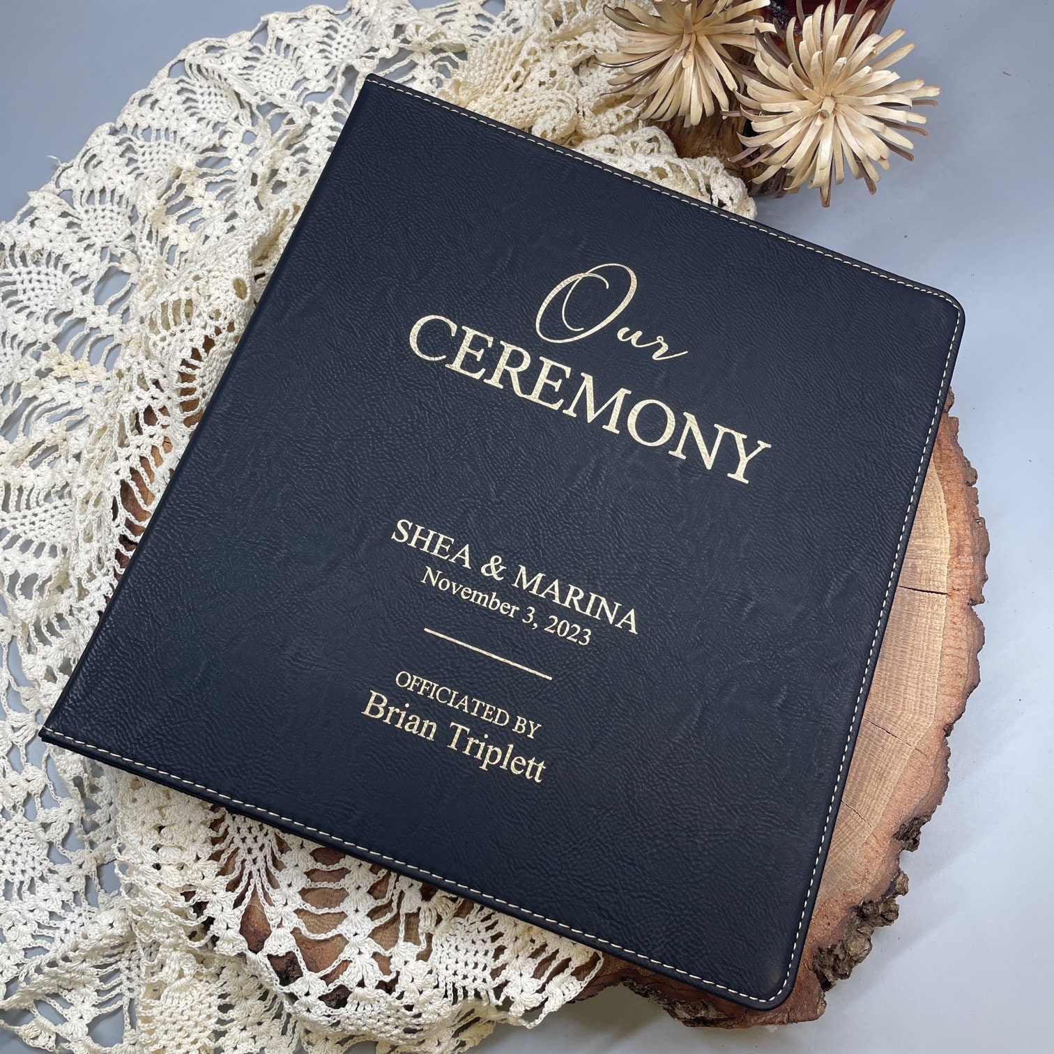 Officiant Personalized Binder, 3 Ring Binder, Wedding planner, Photo Album, Guest Registry Book, Personalized Monogram Binder