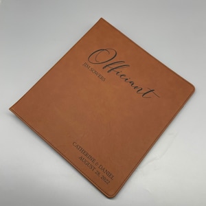 Personalized Leatherette Wedding Officiant Binder: Engraved 3-Ring Planner