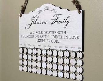 Personalized Birthday Calendar - Family Birthdays & Anniversaries - Wall Art - Inspirational Decor
