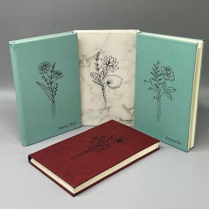 Birth Flower Personalized Journal, Birth Month Flower, Birthday Gift Notebook, Engraved Gratitude Journal, Meditation Journal, Mother&#39;s day