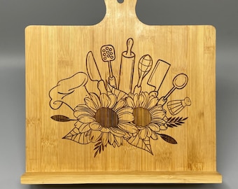 Personalized Bamboo Cookbook Easel: Engraved Recipe Tablet Holder