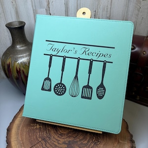 Personalized Recipe Binder: Engraved Leatherette 3-Ring Cookbook