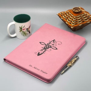 Personalized Leatherette Zippered Portfolio: Christian Notebook, Monogrammed Gift