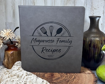Personalized Recipe Book: Laser Engraved Faux Leather Cookbook