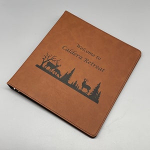 Personalized Binder,3 ring Binder, Custom Binder, Guest Book, Air BnB, Cabin, Family Planner, Trip Planner, Deer