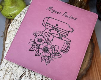 Personalized Leatherette Recipe Book: Engraved Family Cookbook