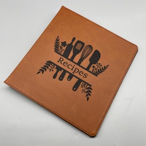 Personalized Recipe Binder: Engraved Faux Leather 3-Ring Cooking Book