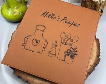 Personalized Leatherette Recipe Binder: Engraved 3-Ring Cookbook