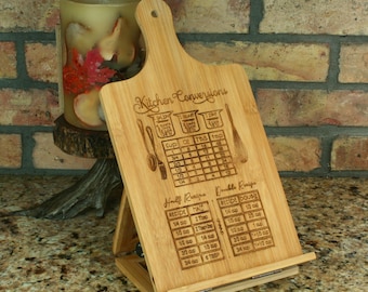 Personalized Chef&#39;s Easel - Bamboo - Recipe - Tablet - Cooking - Kitchen - Engraved Easel - Book Holder Support