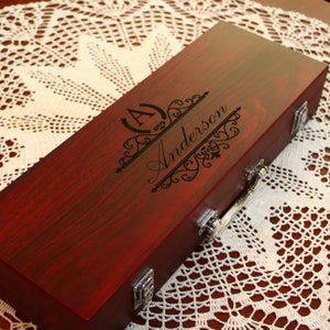 Personalized Rosewood BBQ Grill Set: Laser Engraved Gift