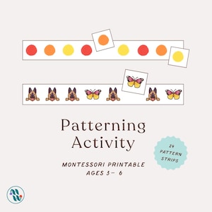 Actividad de patrones Montessori imprimible / Actividad de patrones preescolar multinivel con hojas de trabajo (de 3 a 6 años)