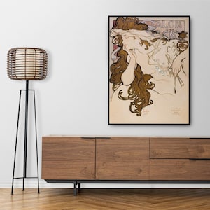 Alphonse Mucha Art Nouveau &#39;Salon des Cent&#39; Poster | Unique Wall Art Gift for Her & Friends