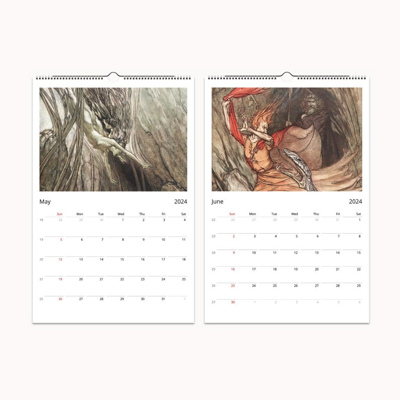 Arthur Rackham 2024 Calendar the Rhinegold & Valkyrie by Etsy