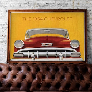1954 Chevy Bel Air - Car Enthusiasts, Retro Automobile Poster, General Motors
