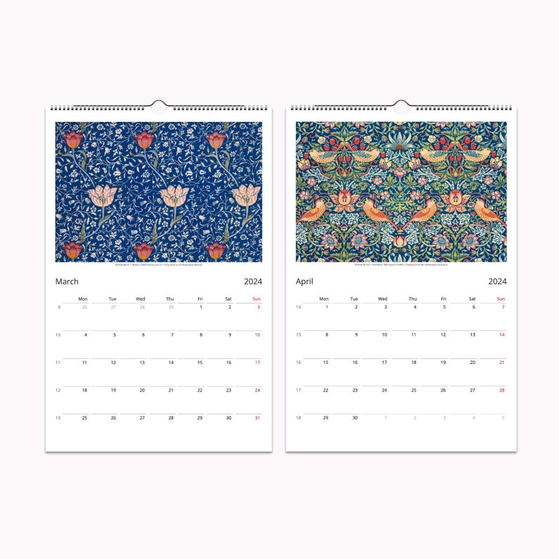 2024 Wall Calendar by William Morris