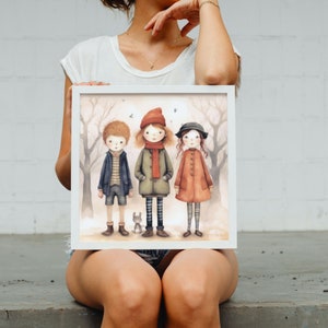 Arte caprichoso de la pared de la guardería: colores de la infancia, arte de la pared de la habitación de los niños, decoración de la habitación del bebé, póster ilustrado, regalo para ella