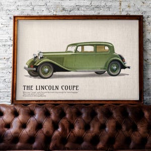 Lincoln Rare Classic Car Poster – The Lincoln Coupe, Automobile Art, Ford Motor Company, American Car, Classic Cars Gift