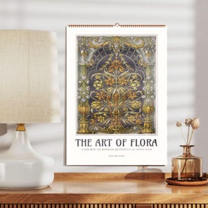 Flora Wall Calendar – Anton Seder Art, Golden Botanical Cover, Art Nouveau, Décoration Murale, Baroque, Gothic, Asian Paintings, Jugendstil