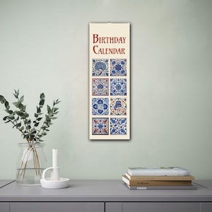 Calendario perpetuo di compleanno con piastrelle di Iznik - Arte storica decorativa, idea regalo per la casa