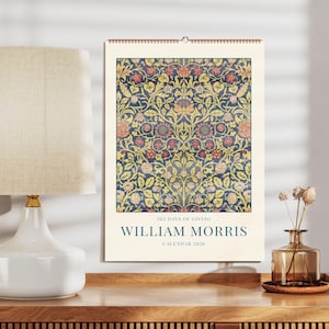 William Morris Violet & Columbine Wall Calendar | Floral Elegance, Romantic Sophisticated Artwork, Thoughtful Housewarming Gift