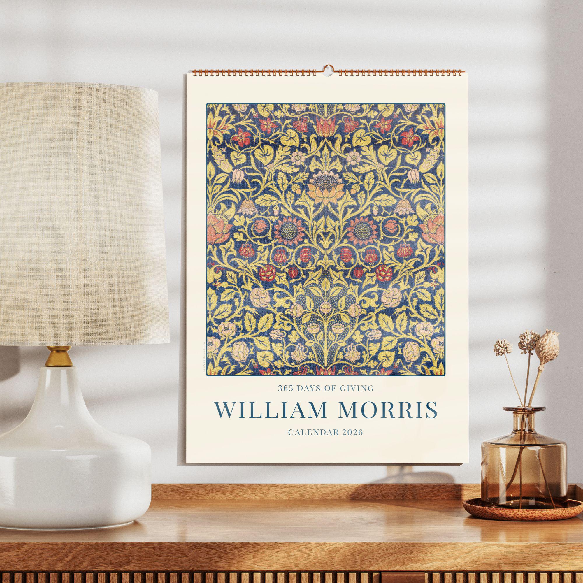 William Morris Violet & Columbine Wall Calendar | Floral Elegance, Romantic Sophisticated Artwork, Thoughtful Housewarming Gift