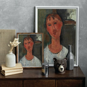 Amedeo Modigliani: Jeune femme en chemise | Contemporary Portrait Painting, Elegant Modigliani Print for Your Modern Wall Decor