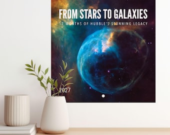 James Webb Galaxien-Wandkalender – Geschenk für Weltraumbegeisterte mit NASA Hubble-Blitzlicht, seidenmattes Papier