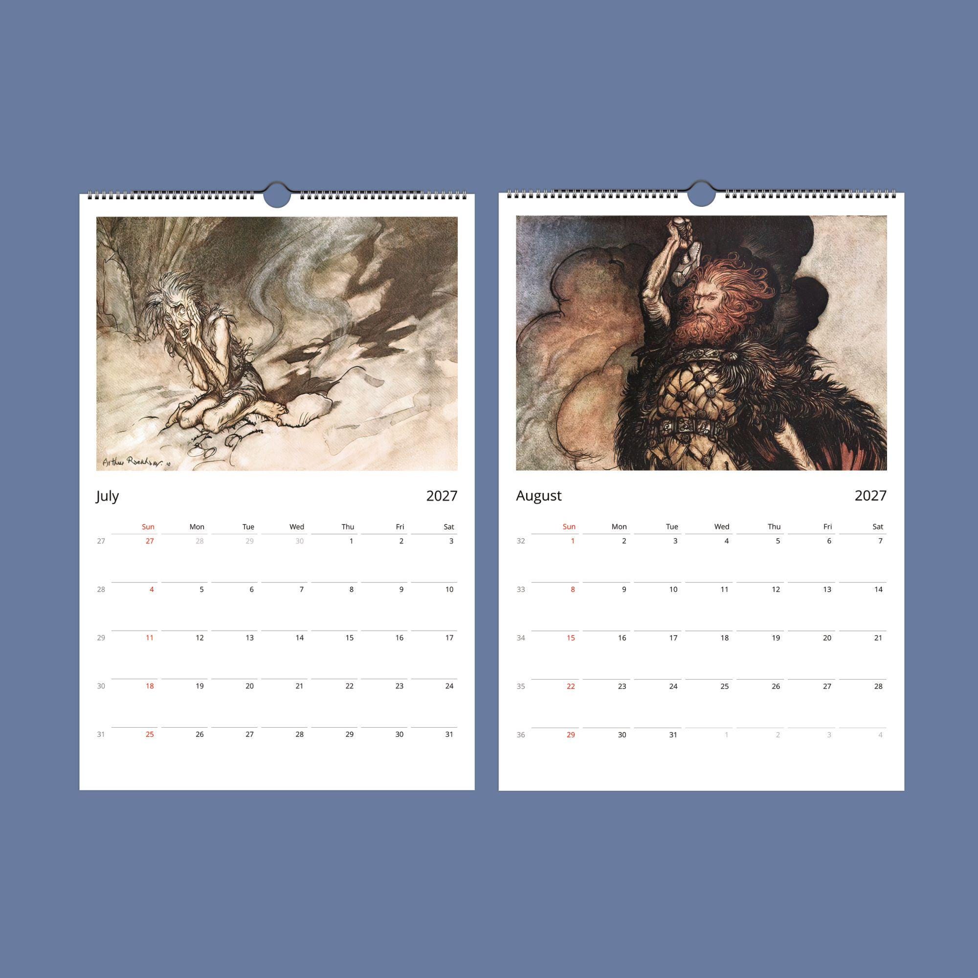 Arthur Rackham Wall Calendar – English Illustrator, Valkyrie Mythology ...