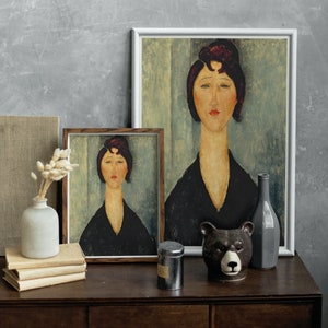 Amedeo Modigliani: Tête de jeune fille | Contemporary Portrait Painting, Elegant Modigliani Print for Your Modern Wall Decor