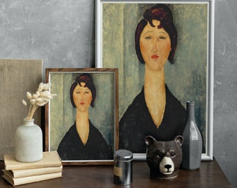 Impresión de retrato de Modigliani: Tête de jeune fille, decoración de pared moderna