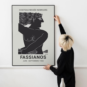 Póster de Alekos Fassianos, 1980 / Lámina artística de mitología griega / Castillo-Museo de Nemours / Ideas de regalo únicas