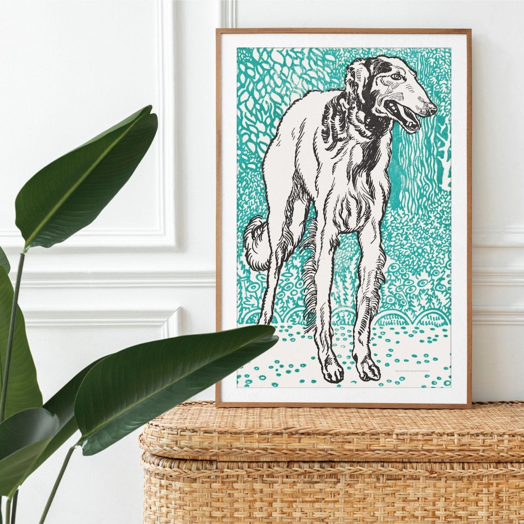 Greyhound Woodcut Print by Moriz Jung - Austrian Art, Dog Lover