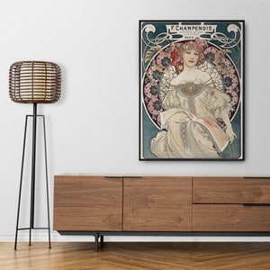 Alphonse Mucha Art Nouveau &#39;F. Champenois&#39; Poster | Unique Wall Art Gift for Her & Friends