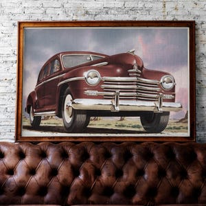 1948 Plymouth Deluxe Car Poster Instant Download - Vintage Art Print, Classic Automobile Wall Decor, Retro Bebe Daniels Design