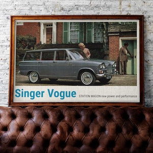 Singer Vogue Station Wagon Printable Art, Singer Cars, Classic Cars, Automobile Art, Vintage Car Wall Decor
