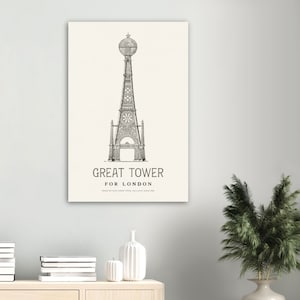 Great Tower for London Illustration - Antique Architectural Print, Vintage Industrial Landmark Art, Historic Wall Decor